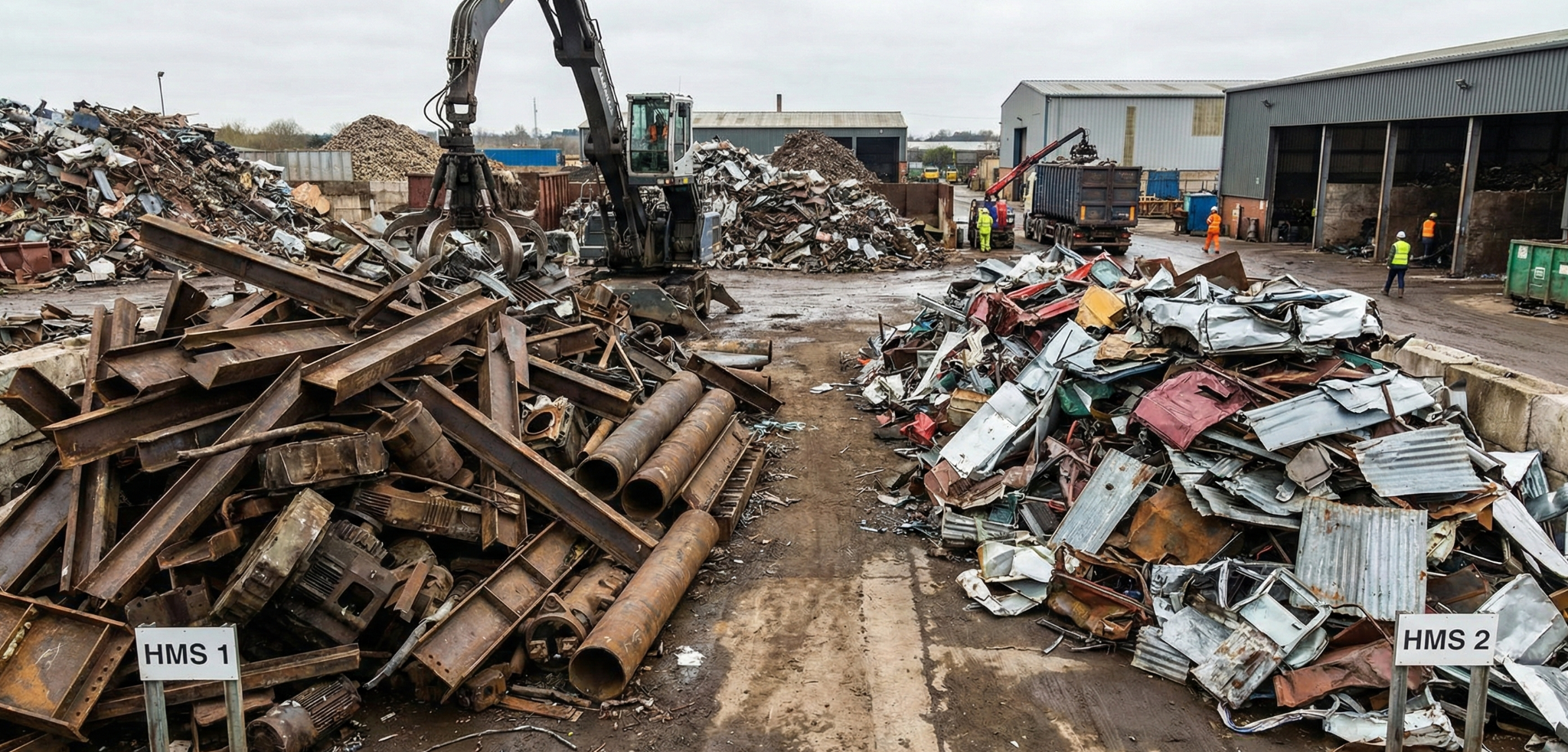 Team of experts inspecting metal quality in a warehouse
