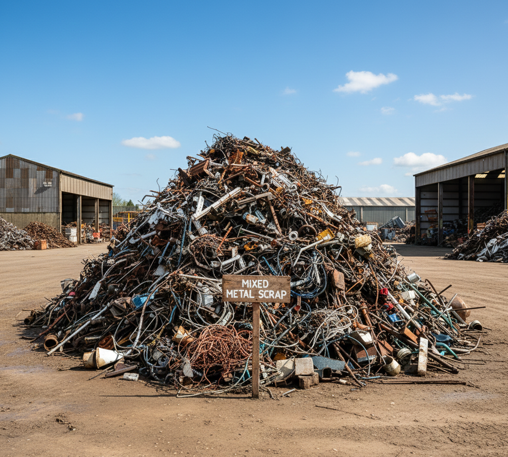 Mixed metal scrap in containers